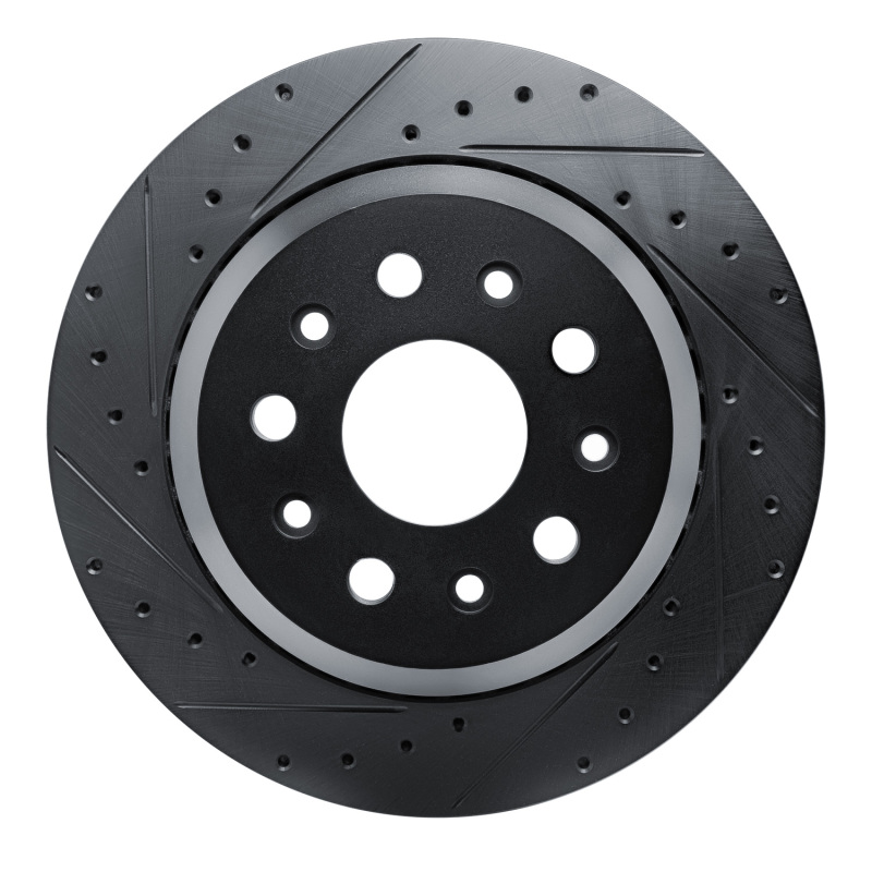Jeep Gladiator Brake Rotor (1) - Rear Left - R1 Concepts - Drilled & Slotted - Black - `20-`25